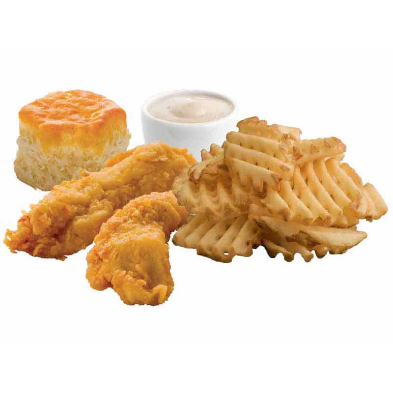 Beck's 2 Chicken Tenders, Waffle Fries, Biscuit, and Sauce